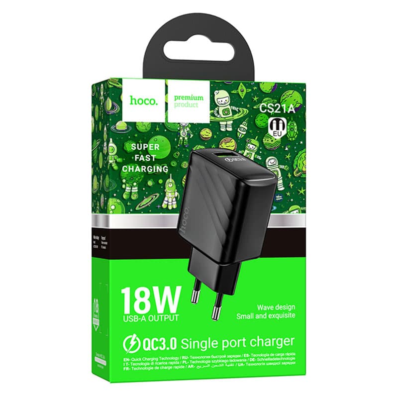 Hoco (CS21A) - Incarcator Retea, 18W, 1xUSB-A, QC 3.0, FCP/AFC, Black 1