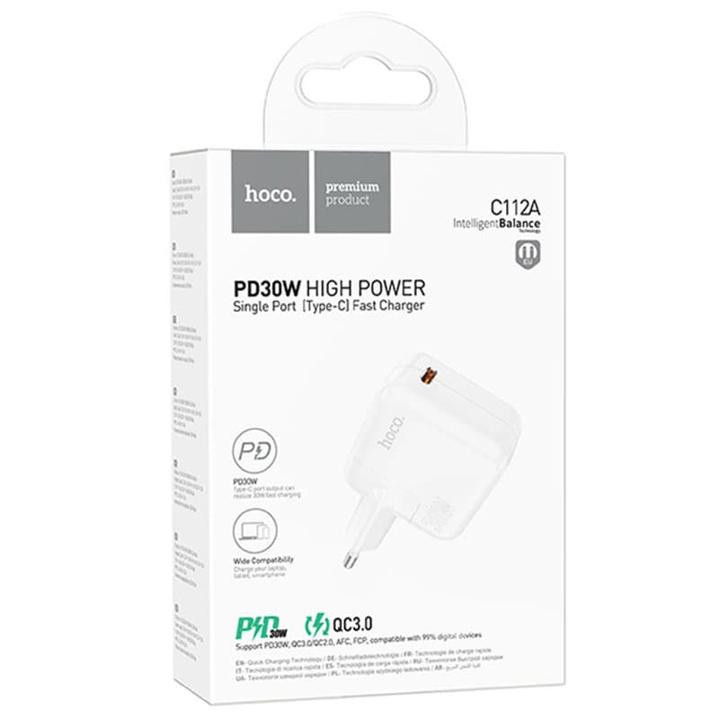 Hoco (C112A) - Incarcator Retea, 30W, 1xUSB-C, PD, White 1