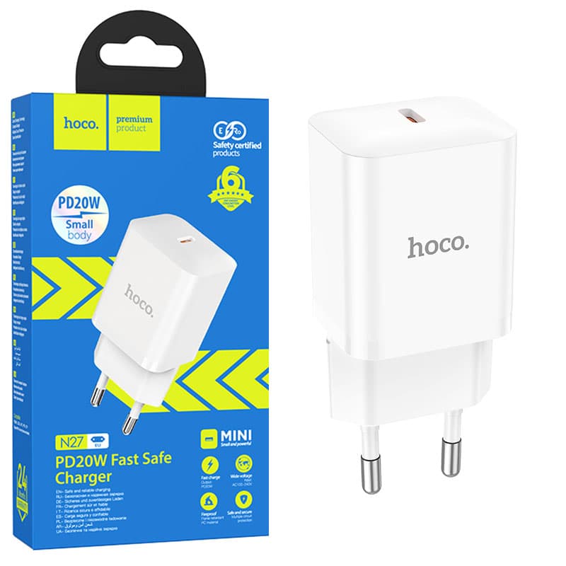 Hoco (N27) - Incarcator Retea, 20W, 1xUSB-C, PD, White 1