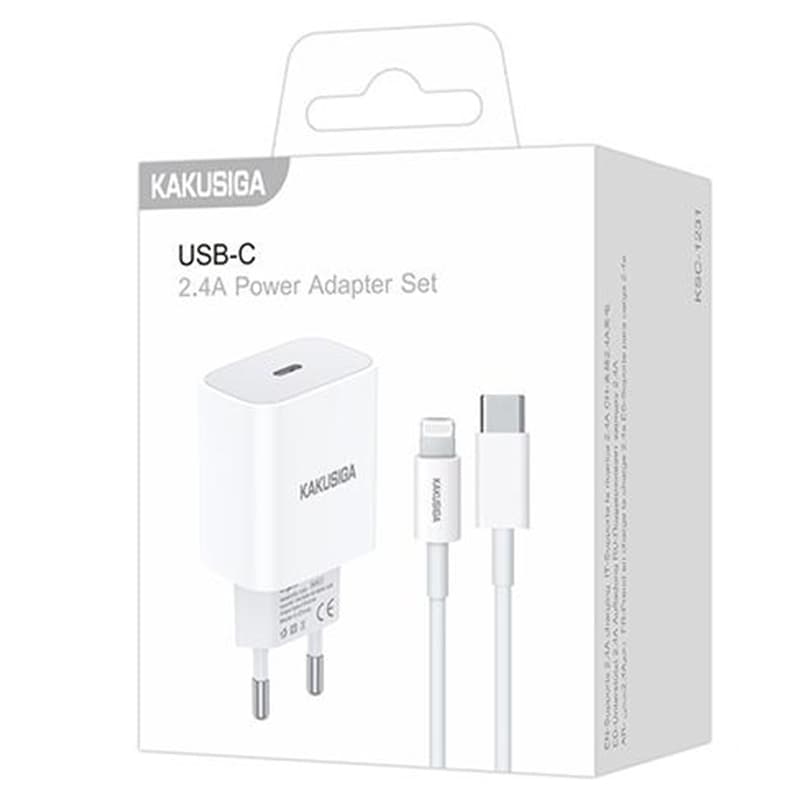 Kaku (KSC-1231) - Incarcator Retea + Cablu Lightning, 1m, 1xUSB-C, White 1