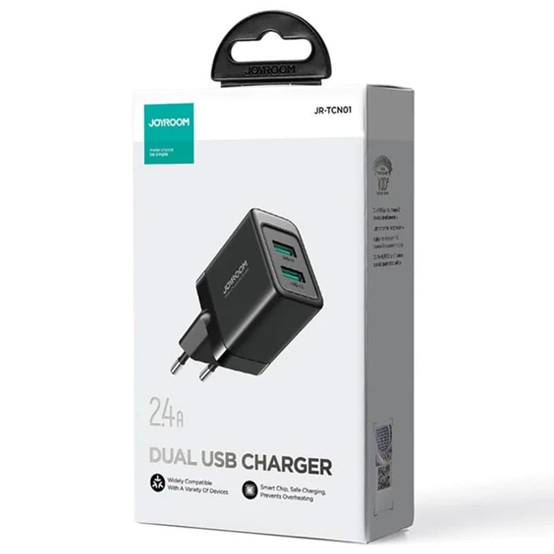Joyroom (JR-TCN01) - Incarcator Retea, 12W, 2xUSB, 2xUSB, QC 3.0, Black 1
