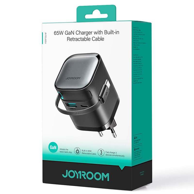 Joyroom (JR-TCL02) - Incarcatoare cu Cablu, GaN 65W, 1xUSB-C, 1xUSB-A, Black 1