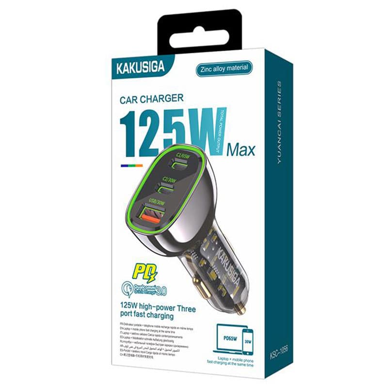Kaku (KSC-1056) - Incarcator Auto, 125W, 2xUSB-C, 1xUSB-A, PD, QC 3.0, Black 1