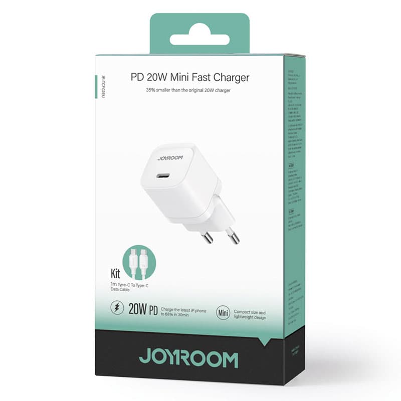 Joyroom (JR-TCF02) - Incarcator Retea + Cablu USB-C, 20W, 1xUSB-C, PD, White 1