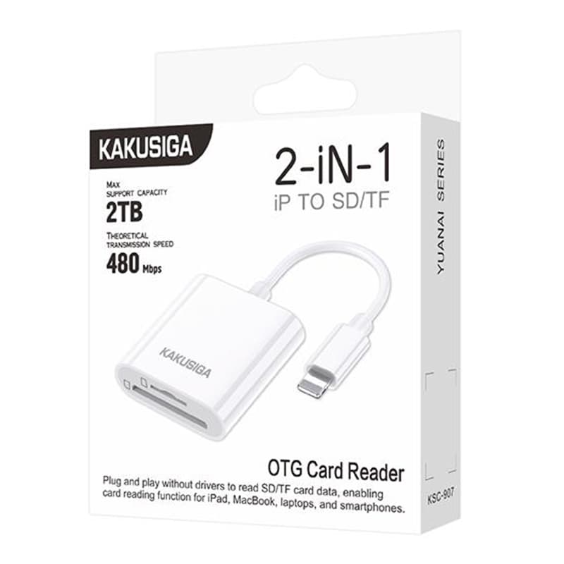 Kaku (KSC-907) - Cititor de carduri, conector Lightning, SD/TF, 2-in-1, 480Mbps, White 1