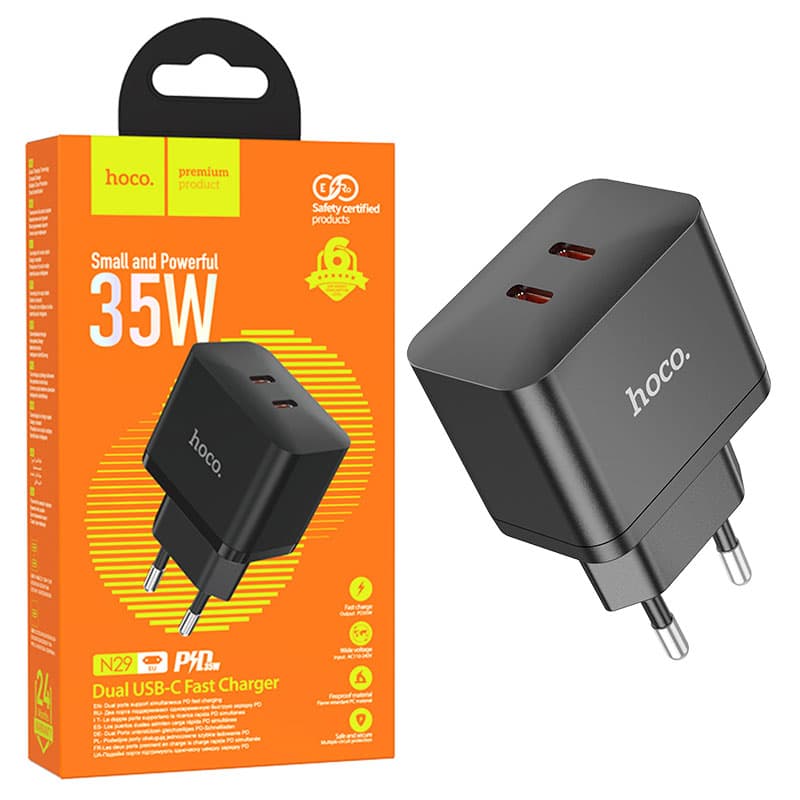 Hoco (N29) - Incarcator Retea, 35W, 2xUSB-C, PD, Black 1