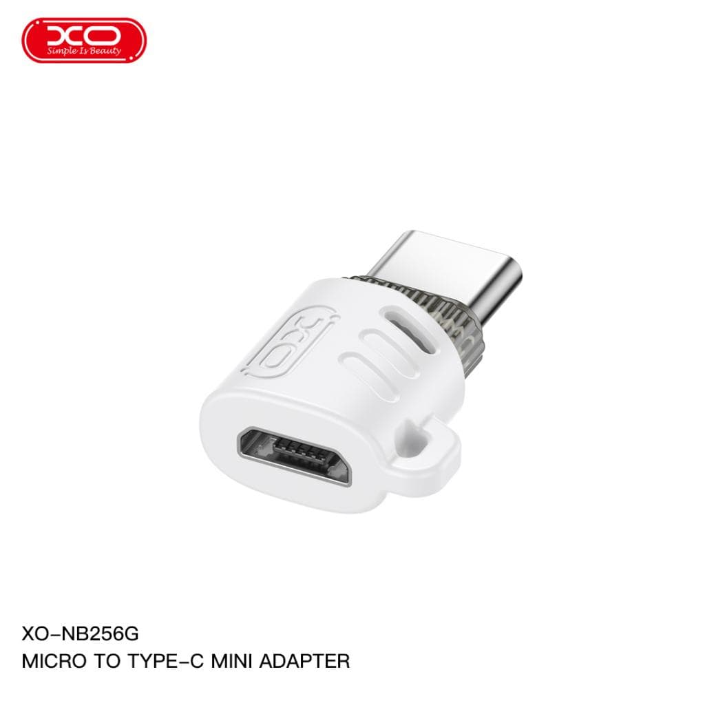 XO (NB256G) - Adaptor OTG Transfer, MicroUSB la USB-C, 480Mps, White 1