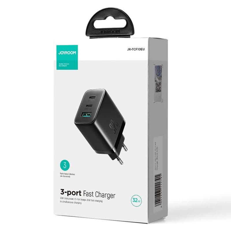 Joyroom (JR-TCF10) - Incarcator Retea, 32W, 2xUSB-C, 1xUSB-A, PD, QC 3.0, Black 1