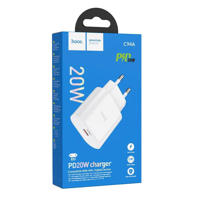 Hoco (C94A) - Incarcator Retea, PD20W, 1xUSB-C, PPS, White 1