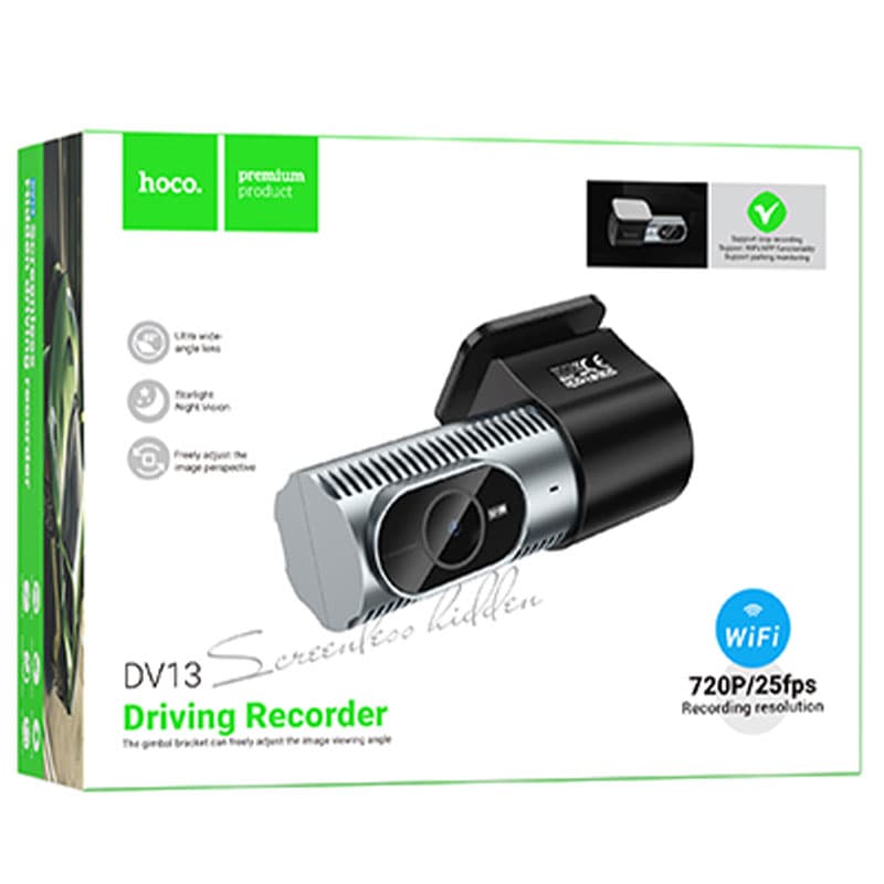 Hoco (DV13) - Mini cameră auto fără ecran 720 p, baterie 200 mAh, Grey 1