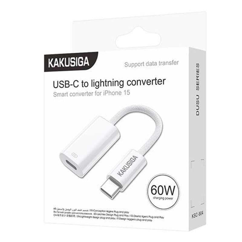 Kaku (KSC-904) - Adaptor OTG Transfer, USB-C la Lightning, 60W, Smart Convert, 12cm, White 1