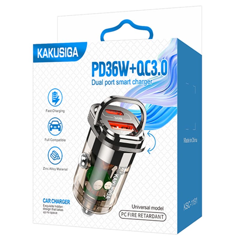 Kaku (KSC-1191) - Incarcator Auto, PD36W, 1xUSB-C, 1xUSB-A, Black 1