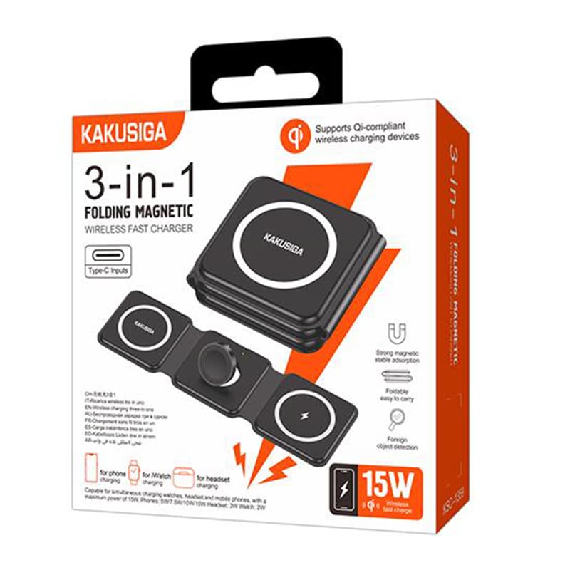 Kaku (KSC-1359) - Incarcator Wireless, 15W, Qi Charging, Fast Charging, Foldable, Black 1