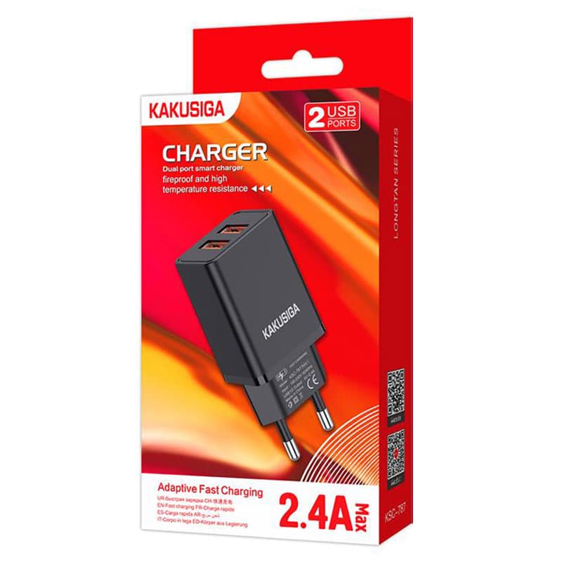 Kaku (KSC-787) - Incarcator Retea, 18W, 2.4A, 2xUSB-A, QC 3.0, Black 1