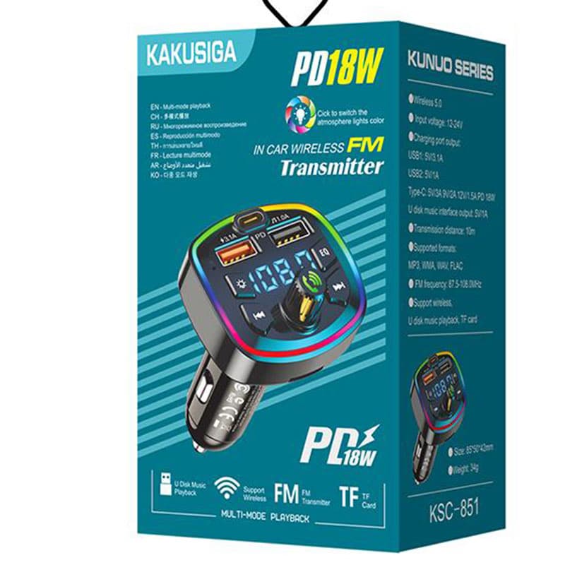 Kaku (KSC-851) - Modulator FM, 18W, 1xUSB-C, 2xUSB-A, QC 3.0, Light Ambient, Black 1