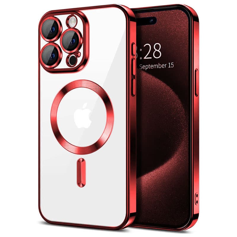 Husa Plating » iPhone 12, silicon cu MagSafe,ElectroEdge, Red 1