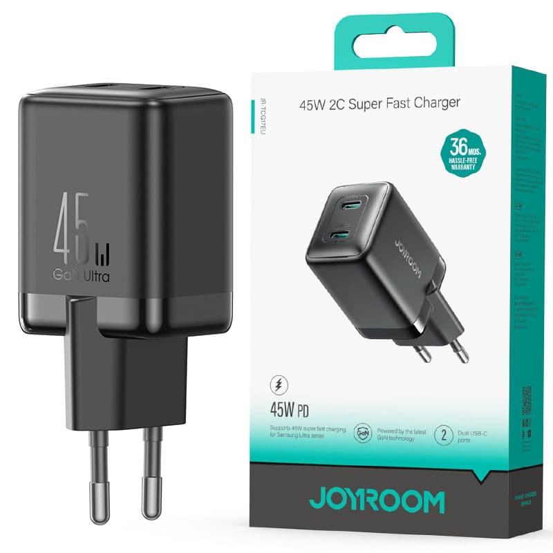 Joyroom (JR-TCG17) » Incarcator Retea, PD45W, 2xUSB-C, FastCharge, Black 1