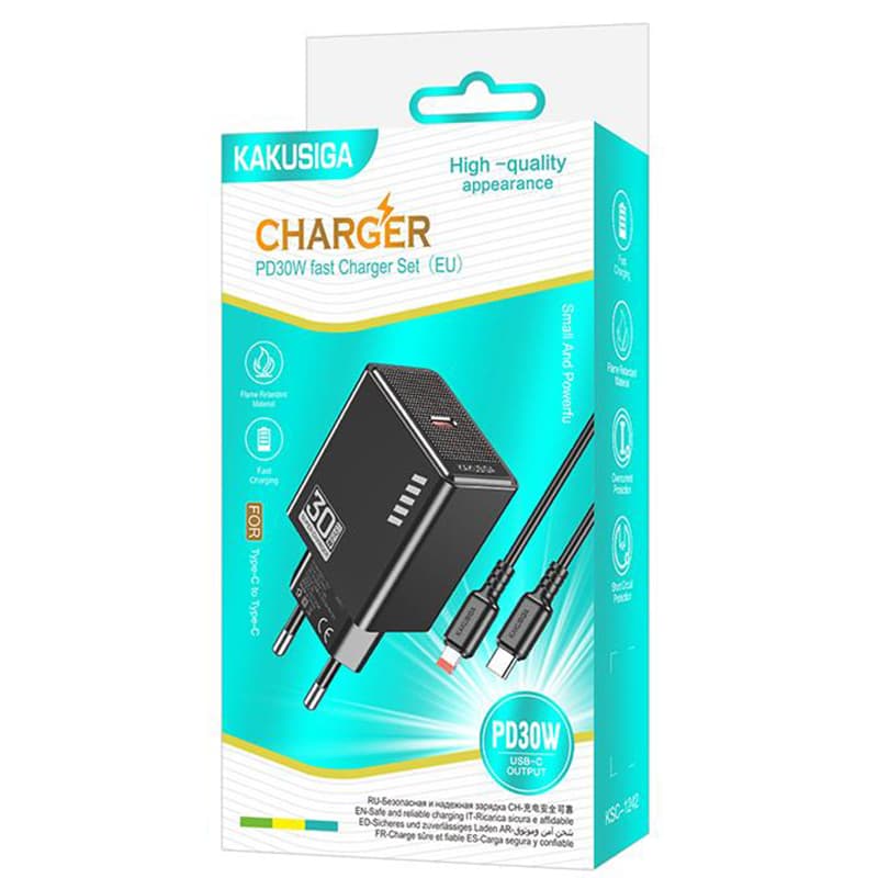 Kaku (KSC-1242) - Incarcator Retea + Cablu Lightning, 1m, PD30W, 3A, 1xUSB-C, FastCharge, Black 1