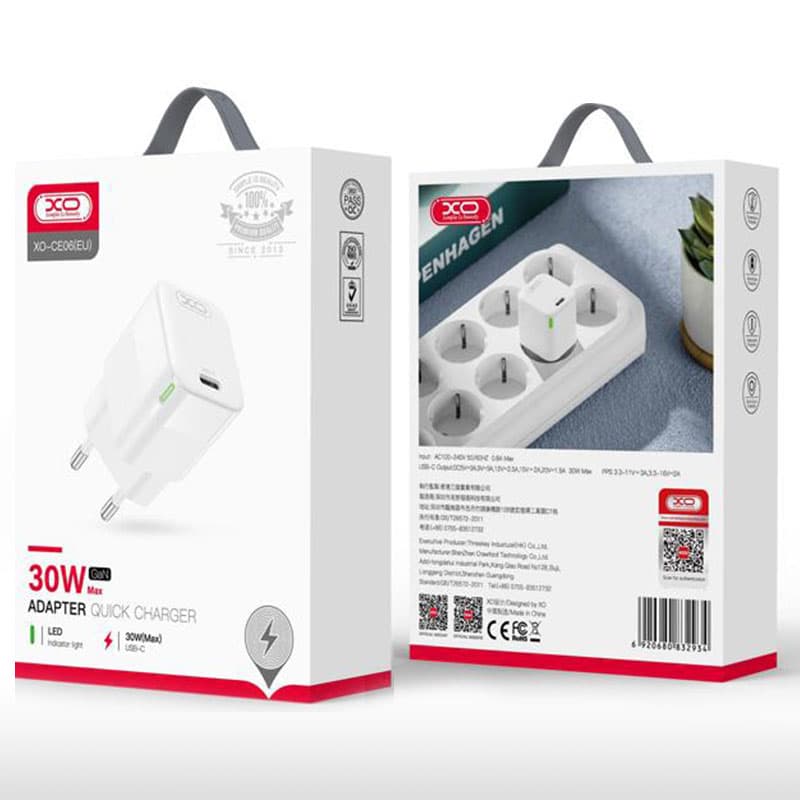 XO (CE06) - Incarcator Retea, GaN, 30W, 1xUSB-C, PD, White 1