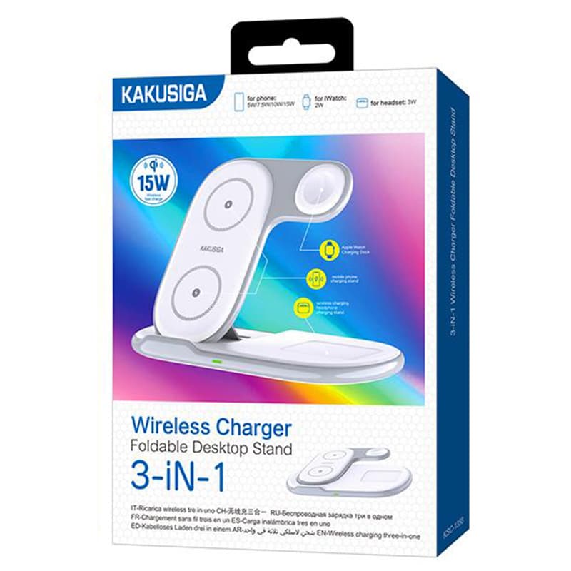 Kaku (KSC-1358) - Incarcator Wireless, 15W, Qi Charging, Fast Charging, tiPhone Stand, White 1
