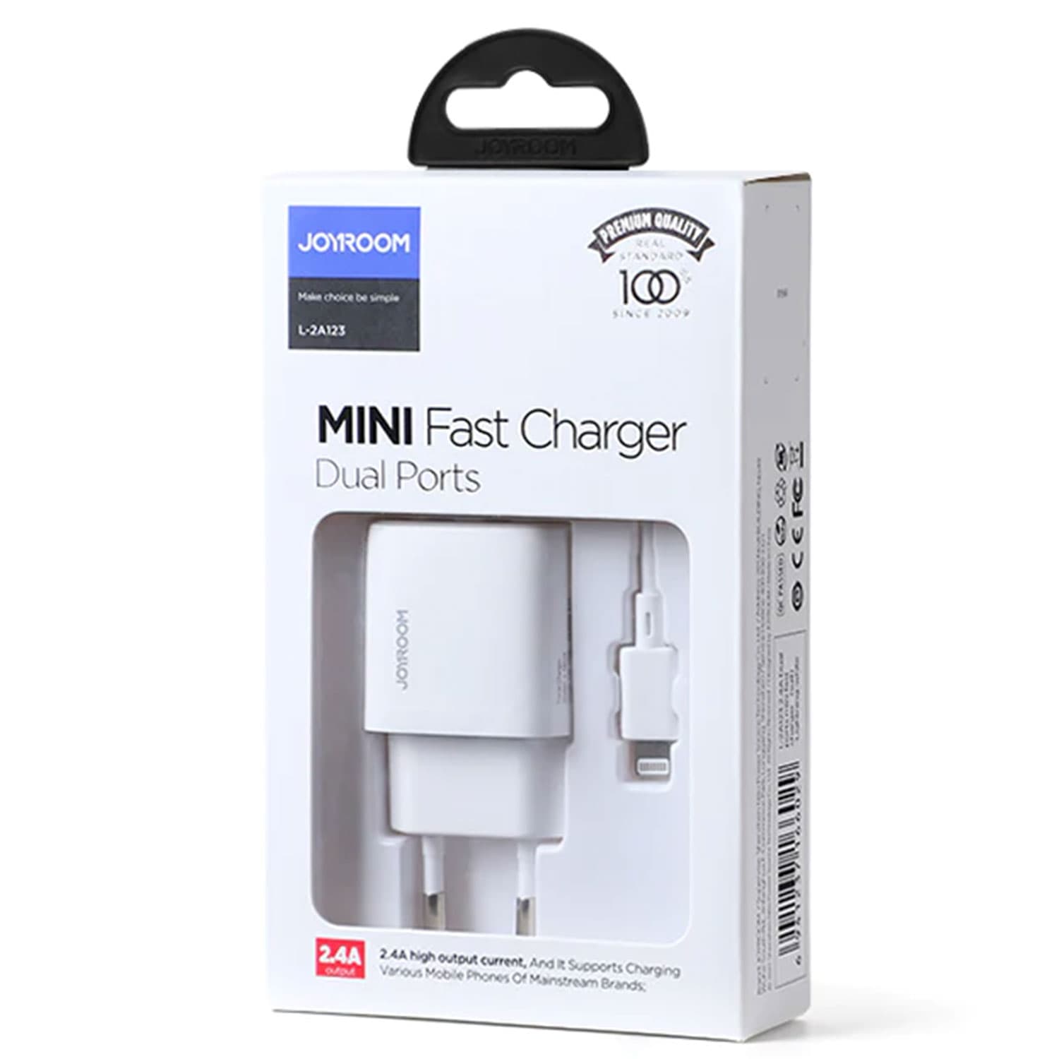 Joyroom (L-2A123) - Incarcator Retea + Cablu Lightning, 12W, 2.4A, 2xUSB-A, QC 3.0, White 1
