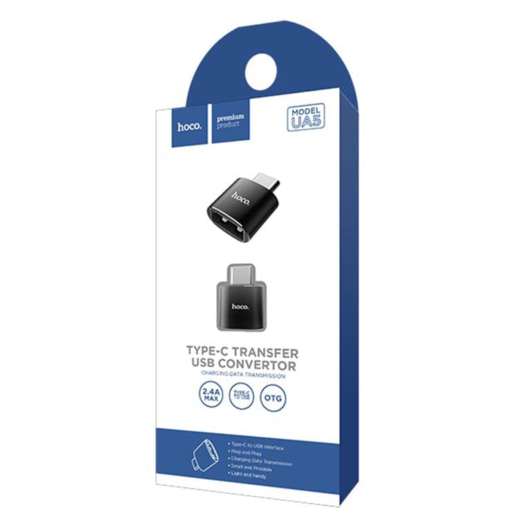 Hoco (UA5) - Adaptor OTG Transfer, USB-A la USB-C, Black 1