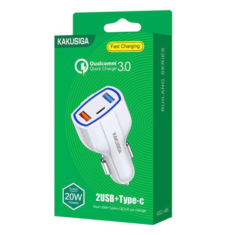 Kaku (KSC-485) - Incarcator Auto, 20W, 1xUSB-C, 2xUSB-A, PD, QC 3.0, White 1