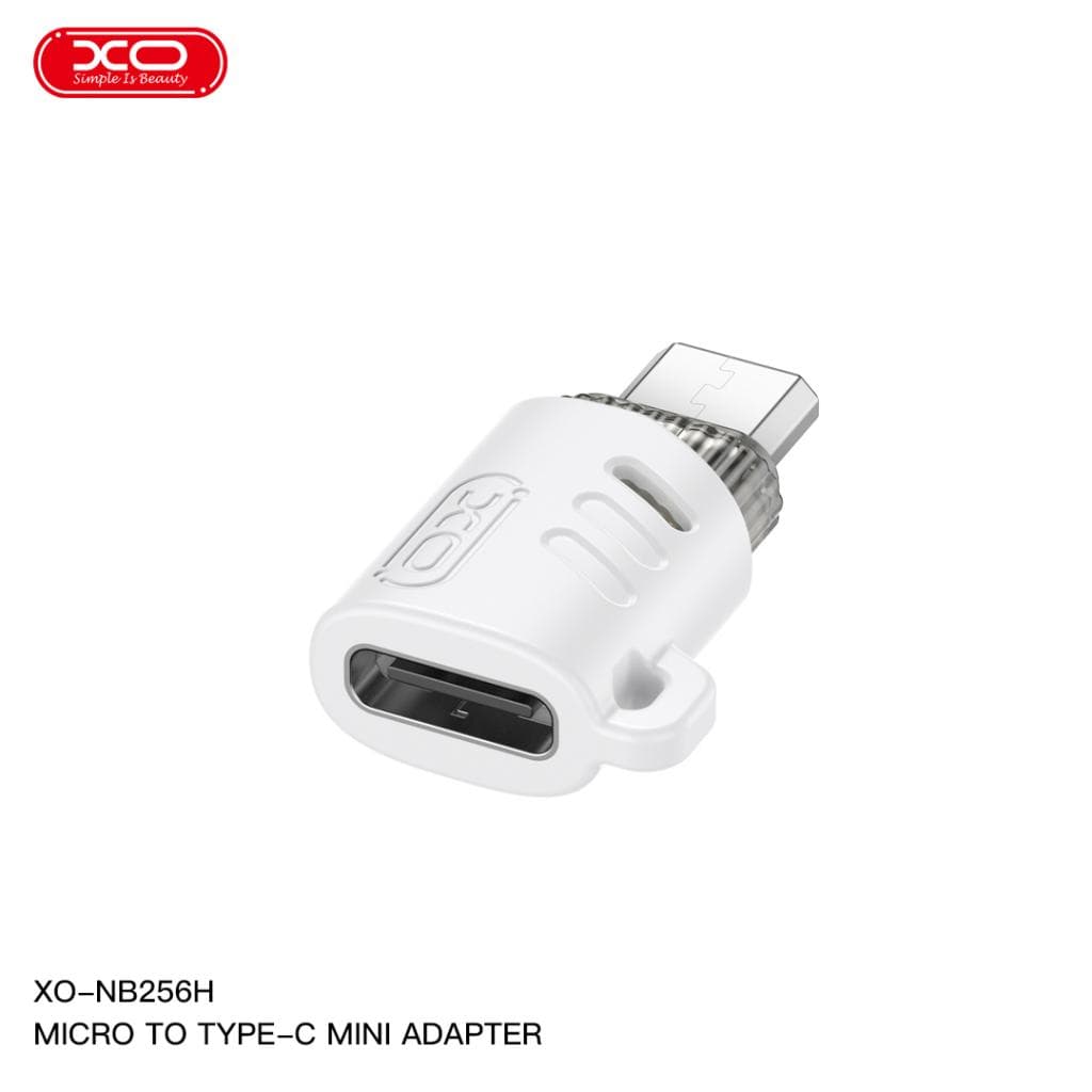XO (NB256H) - Adaptor OTG Transfer, MicroUSB la USB-C, White 1