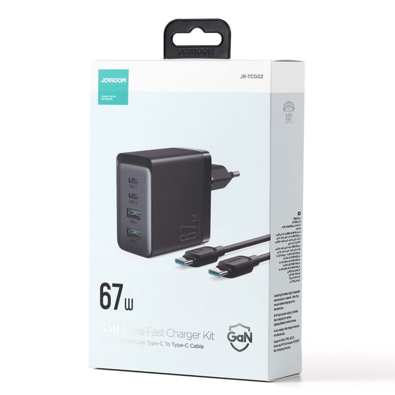 Joyroom (TCG02) - Incarcator Retea + Cablu , Gan, 67W, 2xUSB-C, 2xUSB-A, PD, Black 1