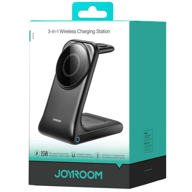 Joyroom (W15) - Statie incarcare, 15W, 3in1, Telefon/SmartWatch/Casti, Black 1