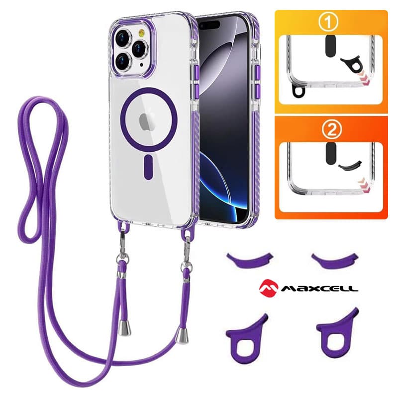 Husa MagFrame » iPhone 17 Pro Max Pro, AntiDrOppo 2in1, Snur Detasabil, Clear / Green frame 1