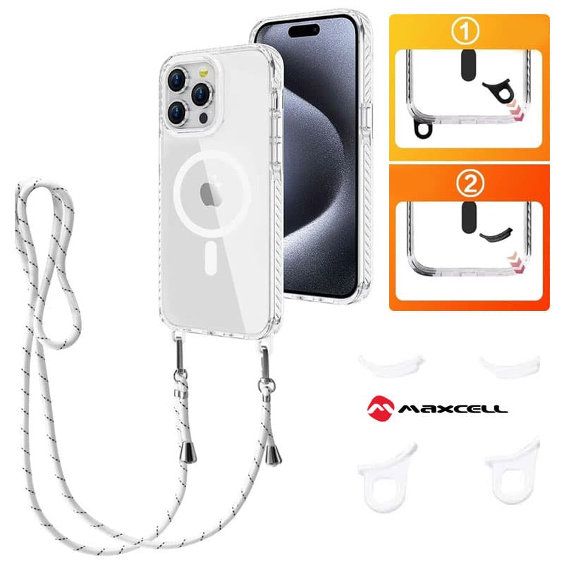 Husa MagFrame » iPhone 15, AntiDrOppo 2in1, Snur Detasabil, Clear/White frame 1