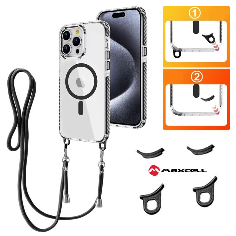 Husa MagFrame » iPhone 17 Pro, AntiDrOppo 2in1, Snur Detasabil, Clear / Black Frame 1