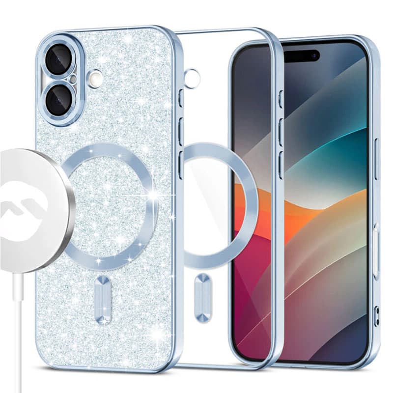Husa MagSparks » iPhone 17, Glitter, Dual Layer, Lens Cover, Light Blue 1
