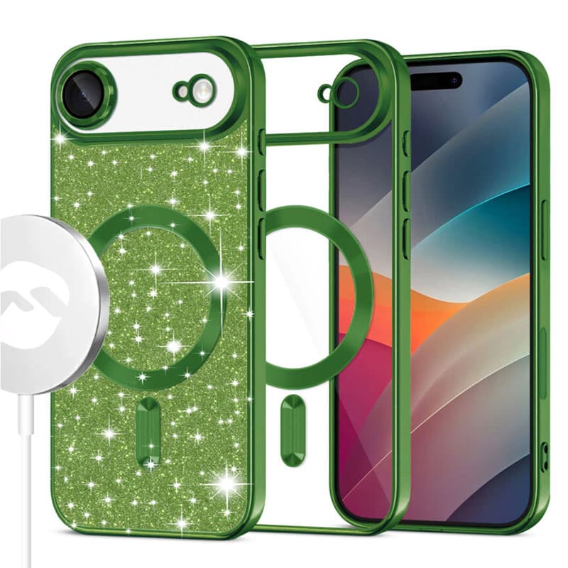 Husa MagSparks » iPhone 17 Air, Glitter, Dual Layer, Lens Cover, Deep Green 1