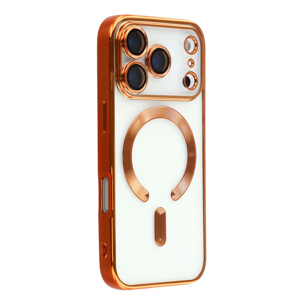 Husa Plating Luxury » iPhone 17 Pro Max, cu MagSafe, ElectroEdge, Orange, Clear 1