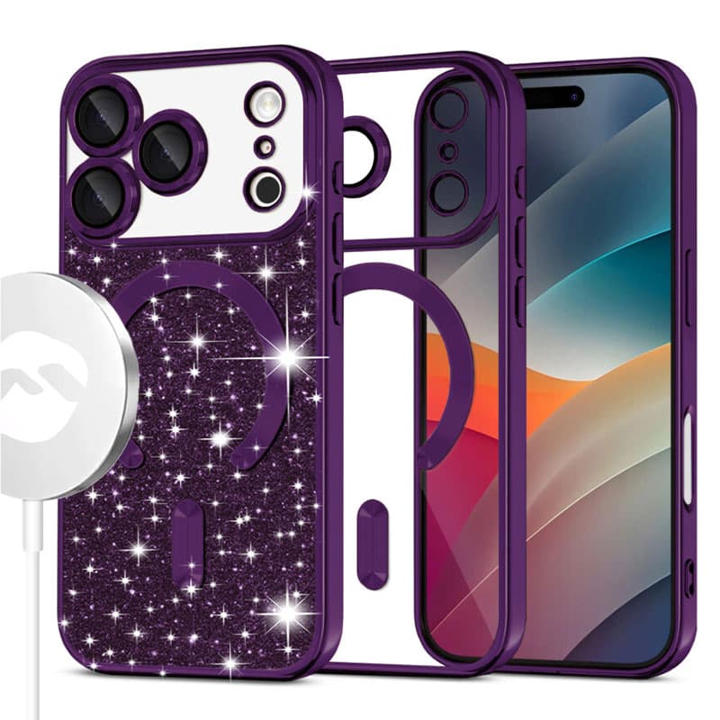 Husa MagSparks » iPhone 17 Pro Max, Glitter, Dual Layer, Lens Cover, Deep Purple 1