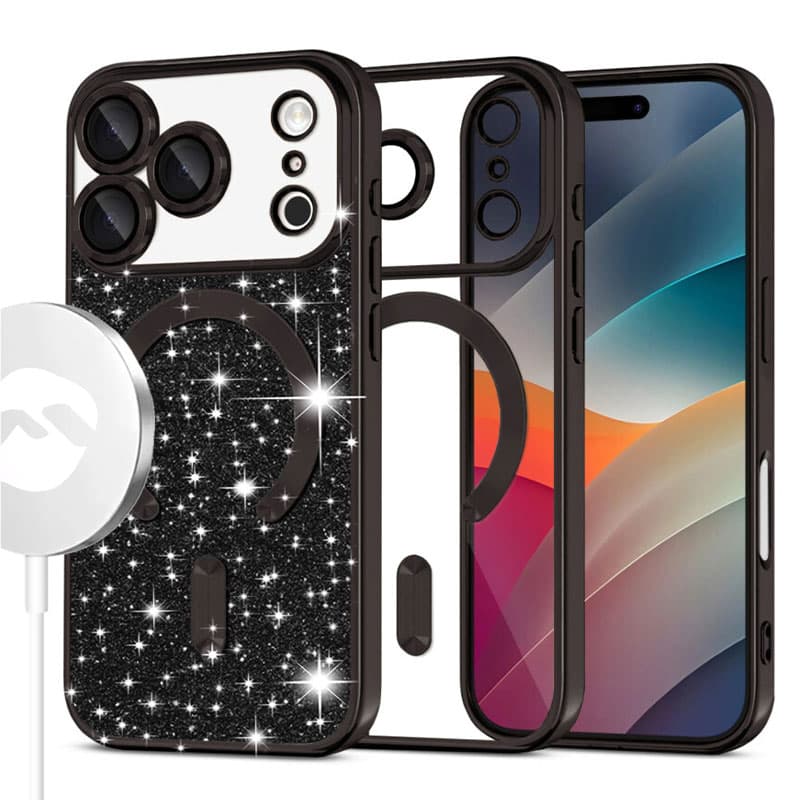 Husa MagSparks » iPhone 17 Pro, Glitter, Dual Layer, Lens Cover, Black 1