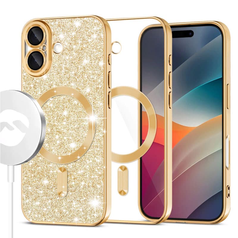 Husa MagSparks » iPhone 17, Glitter, Dual Layer, Lens Cover, Gold 1