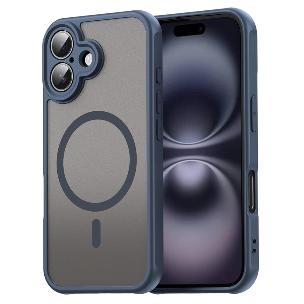 Husa MagFrost Pro » iPhone 16 - Matte MagSafe, Frosted, frame Navy Blue 1