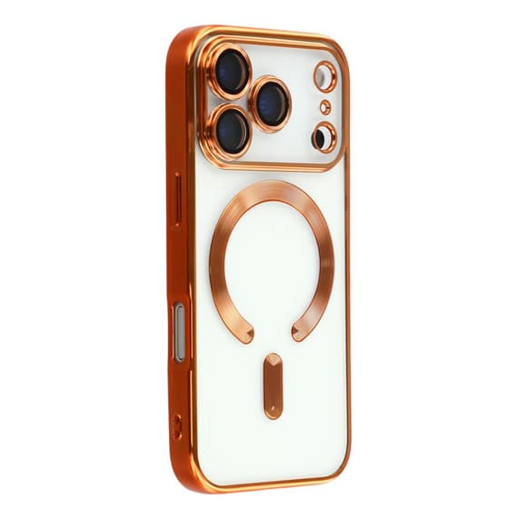 Husa Plating Luxury » iPhone 17 Pro, cu MagSafe, ElectroEdge, Orange, Clear 1