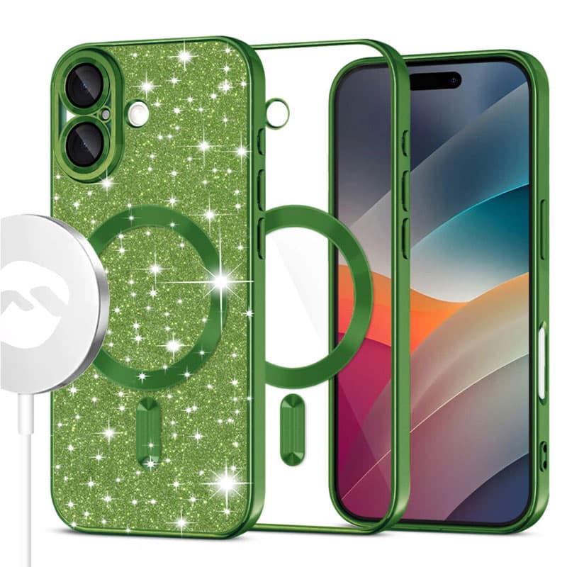 Husa MagSparks » iPhone 17, Glitter, Dual Layer, Lens Cover, Deep Green 1