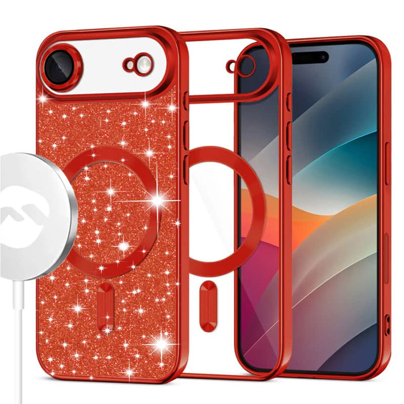 Husa MagSparks » iPhone 17 Air, Glitter, Dual Layer, Lens Cover, Red 1