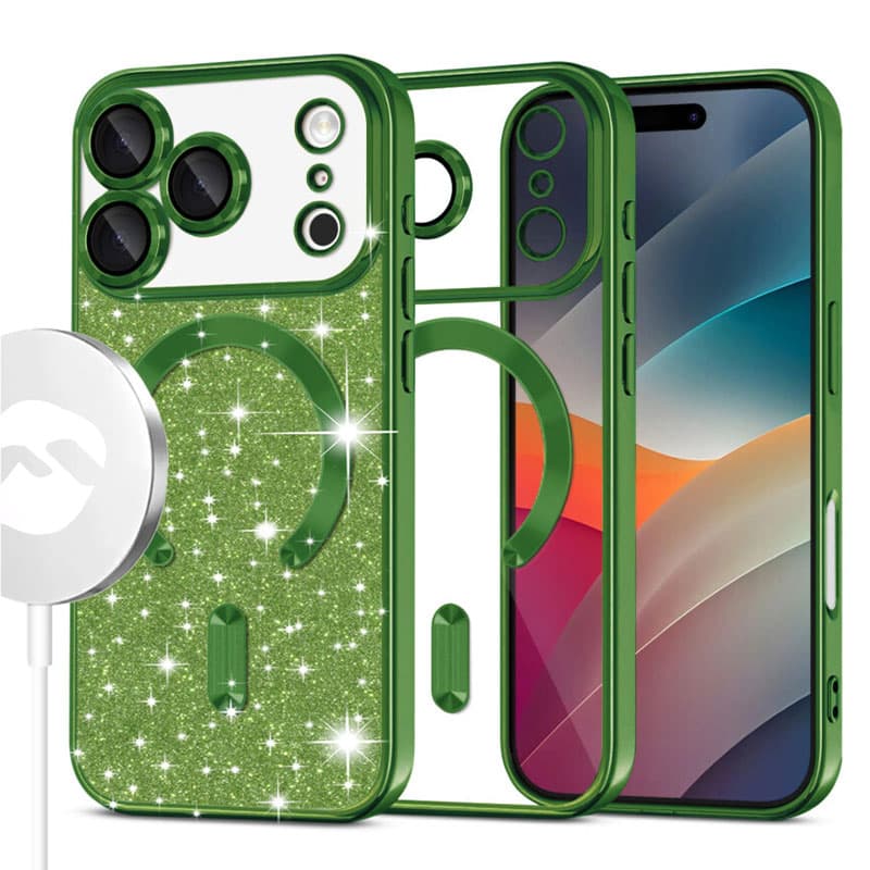 Husa MagSparks » iPhone 17 Pro, Glitter, Dual Layer, Lens Cover, Deep Green 1
