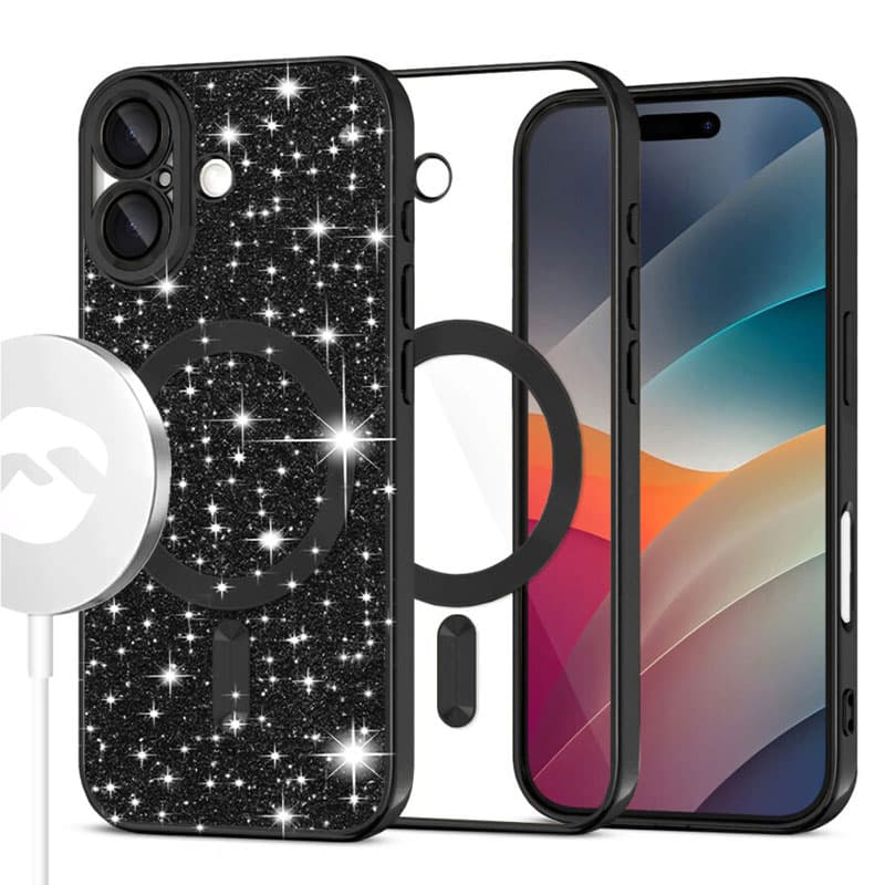 Husa MagSparks » iPhone 17, Glitter, Dual Layer, Lens Cover, Black 1