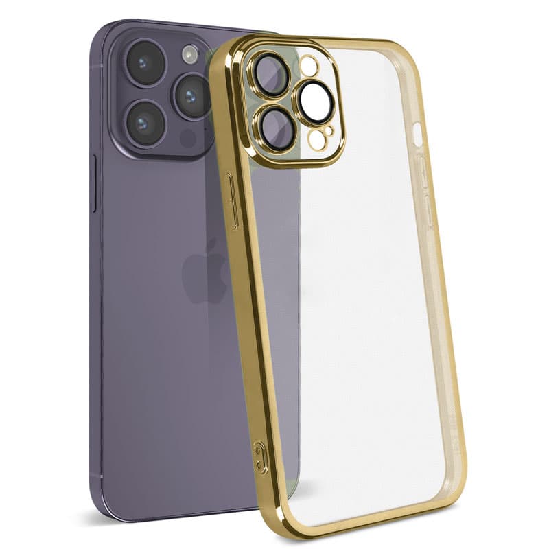 Husa Plating » iPhone 12 Pro - silicon Slim, Clear, Gold 1