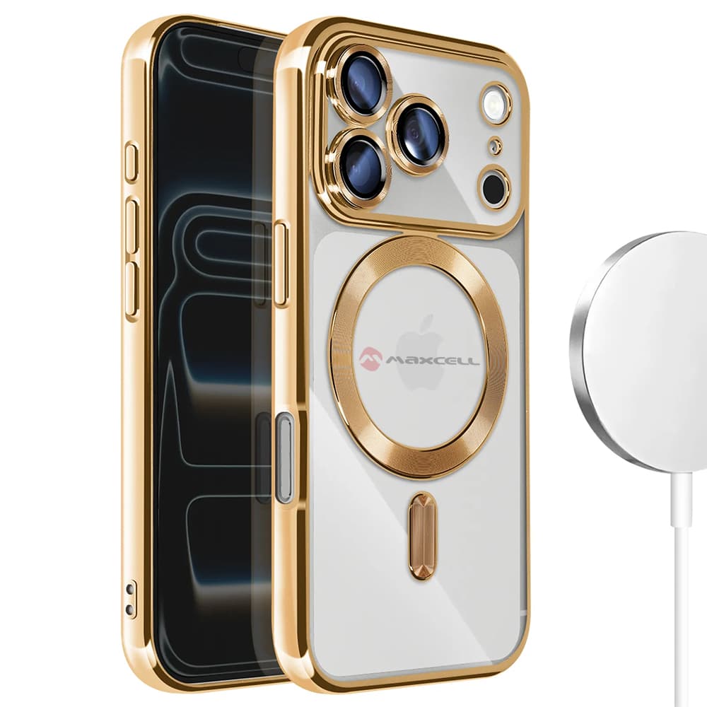 Husa Plating Luxury » iPhone 17, cu MagSafe, ElectroEdge, Gold, Clear 1