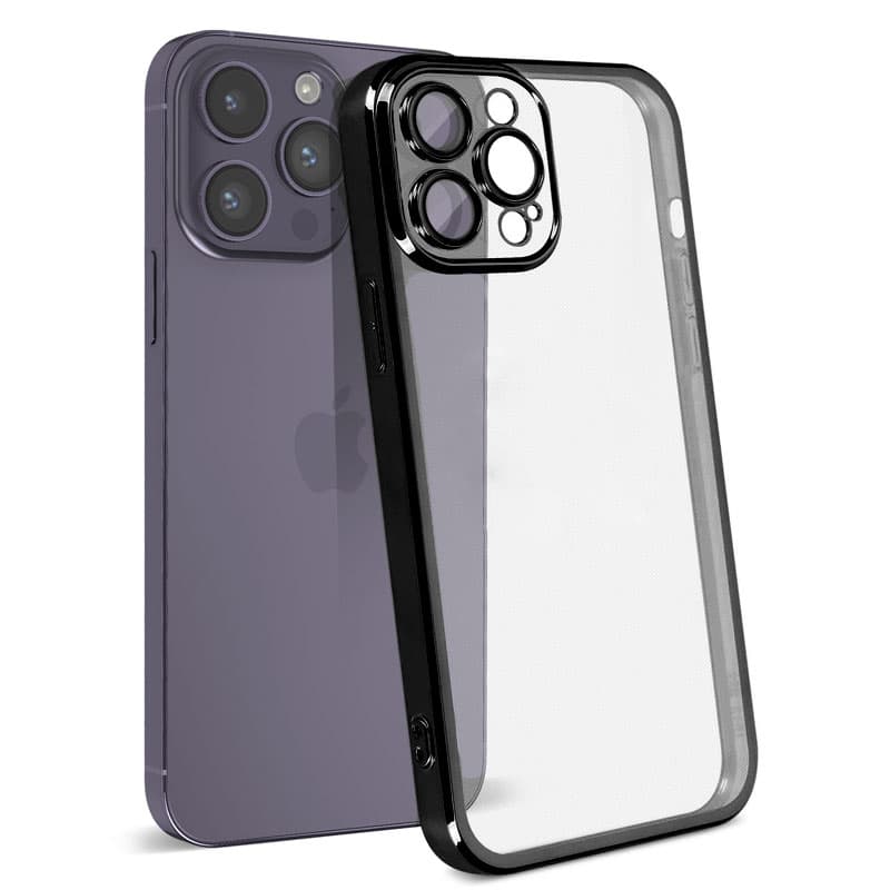 Husa Plating » iPhone 14 Pro Max - silicon Slim, Clear, Black 1