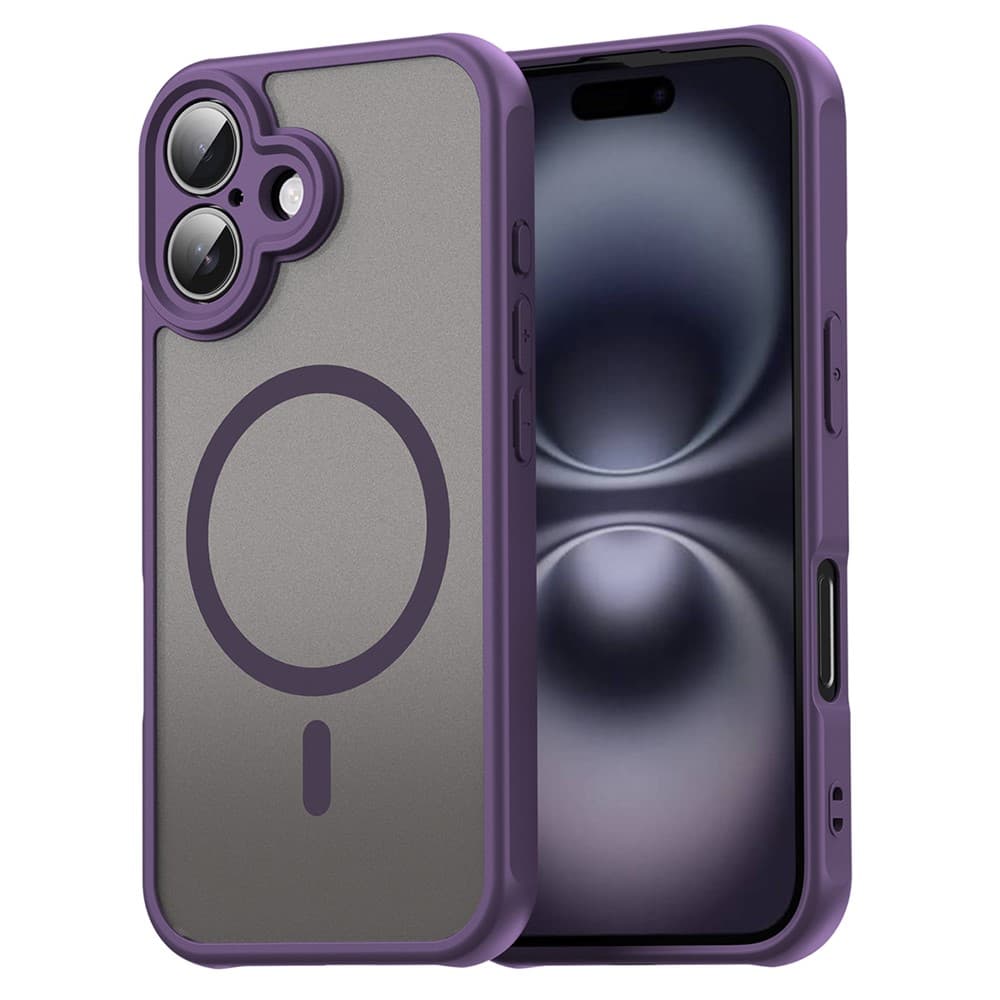 Husa MagFrost Pro » iPhone 16 - Matte MagSafe, Frosted, frame Purple 1