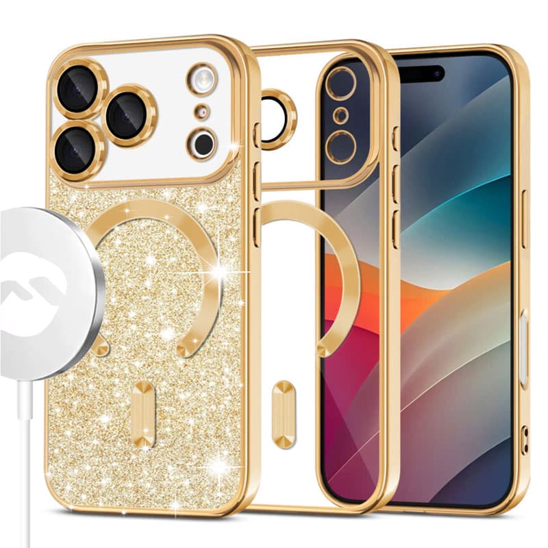 Husa MagSparks » iPhone 17 Pro Max, Glitter, Dual Layer, Lens Cover, Gold 1